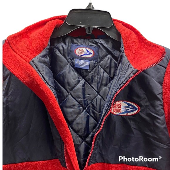 Delta Sonic Jacket Size Small Red Black Lined Logo Full Zip Insulated Fleece - Picture 4 of 11